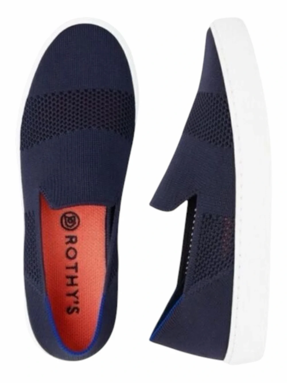 ROTHY’S Navy Blue Knit Maritime Lattice Stitch Slip-On Sneakers. Size 7.5.